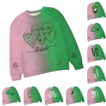 Детская мода Neck St. Повседневная толстовка с принтом ко Дню Святого Патрика 160