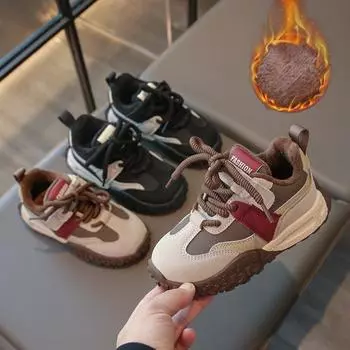 Детская мода осень и зима дышащая повседневная обувь дети бег спорт студенты мальчики и девочки трендовые удобные кроссовки для спортзала 26 красный/хаки