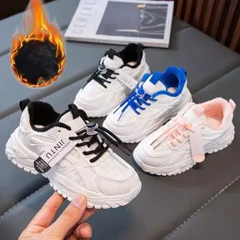 Детская мода осень и зима дышащая повседневная обувь дети бег спорт студенты мальчики и девочки трендовые удобные кроссовки для спортзала 26 чёрный