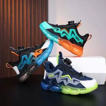 Детская мода осень и зима дышащая повседневная обувь дети бег спорт студенты девочки тренд удобные кроссовки для спортзала 28 чёрный/синий