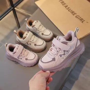 Детская мода осень и зима дышащая повседневная обувь дети бег спорт студенты девочки тренд удобные кроссовки для спортзала 27 фиолетовый