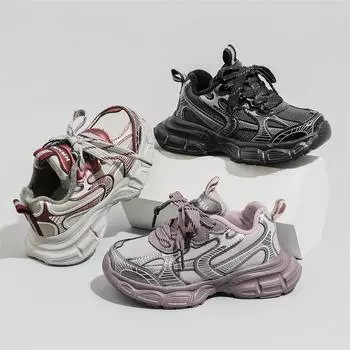 Детская мода осень и зима дышащая повседневная обувь дети бег спорт студенты мальчики и девочки трендовые удобные кроссовки для спортзала 26 фиолетовый