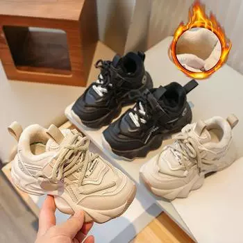 Детская мода осень и зима дышащая повседневная обувь дети бег спорт студенты девочки тренд удобные кроссовки для спортзала 26 чёрный