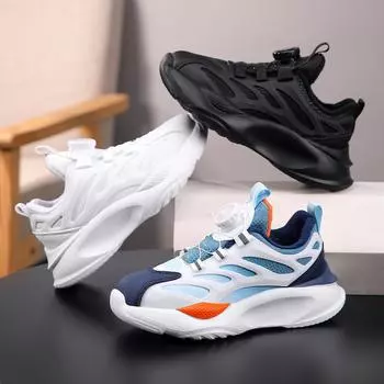 Детская мода осень и зима дышащая повседневная обувь дети бег спорт студенты мальчики и девочки трендовые удобные кроссовки для спортзала 27 чёрный