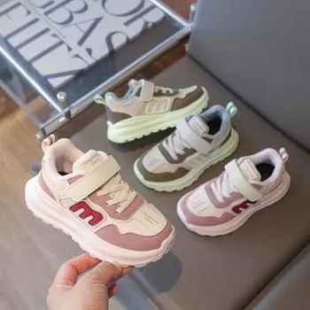 Детская мода осень и зима дышащая повседневная обувь дети бег спорт студенты девочки тренд удобные кроссовки для спортзала 27 розовый