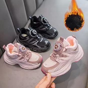 Детская мода осень и зима дышащая повседневная обувь дети бег спорт студенты девочки тренд удобные кроссовки для спортзала 26 чёрный