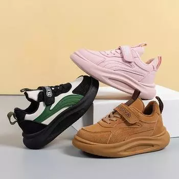 Детская мода осень и зима дышащие повседневные низкие кроссовки для скейтбординга для студентов и детей бег спортивная обувь для мальчиков и девочек удобные кроссовки 26 чёрный