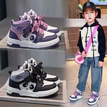 Детская мода осень и зима дышащие повседневные высокие кроссовки для скейтбординга для студентов и детей бег спортивная обувь для мальчиков и девочек удобные кроссовки 26 чёрный