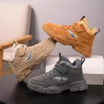 Детская мода, осенне-зимняя дышащая обувь для скейтбординга с высоким верхом, детские студенческие трендовые спортивные кроссовки для бега для мальчиков и девочек, удобные спортивные кроссовки 29 хаки