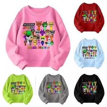 Детская мода повседневная верхняя часть с принтом музыкальной игры пуловер свитшот 100 зелёный