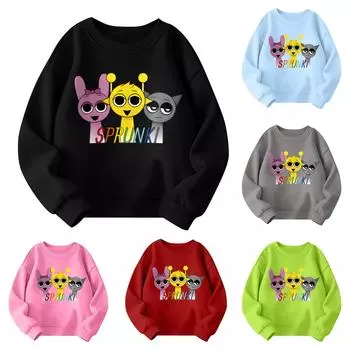 Детская мода повседневная верхняя часть с принтом музыкальной игры пуловер свитшот 160 чёрный