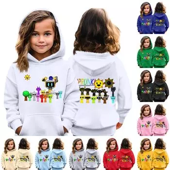 Детская мода повседневная верхняя часть с принтом музыкальной игры пуловер свитшот 110 розовый