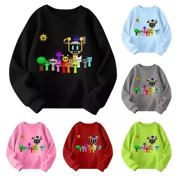 Детская мода повседневная верхняя часть с принтом музыкальной игры пуловер свитшот 160 чёрный