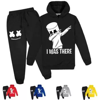 Детская мода, повседневные толстовки с принтом + брюки, комплект DJ, индивидуальные толстовки, костюмы для мальчиков и девочек 170 чёрный