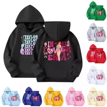 Детская мода повседневный топ вокруг принтованный пуловер с капюшоном толстовка 100 бежевый