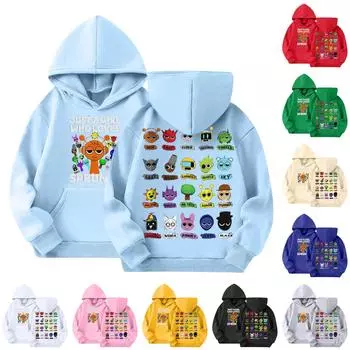 Детская мода повседневный топ вокруг принтованный пуловер с капюшоном толстовка 100 чёрный