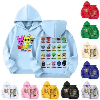 Детская мода повседневный топ вокруг принтованный пуловер с капюшоном толстовка 100 чёрный