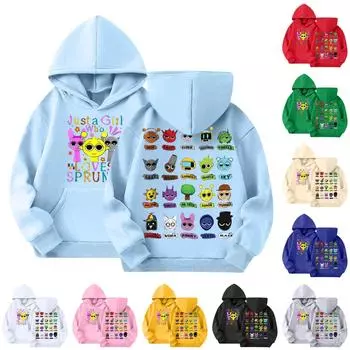 Детская мода повседневный топ вокруг принтованный пуловер с капюшоном толстовка 160 хаки