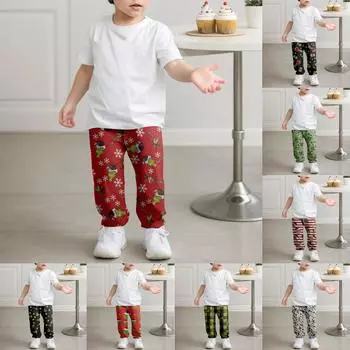 Детская мода, рождественские свободные однотонные повседневные спортивные штаны с завязками на талии для отдыха 150 бежевый