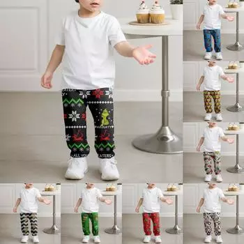 Детская мода, рождественские свободные однотонные повседневные спортивные штаны с завязками на талии для отдыха 160 хаки