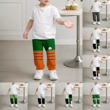 Детская мода, рождественские свободные однотонные повседневные спортивные штаны с завязками на талии для отдыха 110 армия зеленый