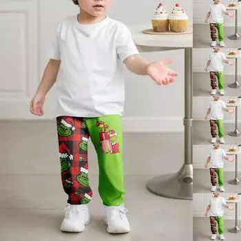 Детская мода, рождественские свободные талии, однотонные повседневные спортивные штаны для отдыха 110 армия зеленый