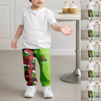 Детская мода, рождественские свободные талии, однотонные повседневные спортивные штаны для отдыха 120