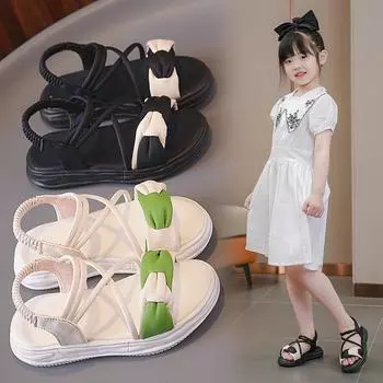Детская мода сандалии для девочек новые мягкие удобные туфли принцессы детская повседневная обувь для студентов простые элегантные пляжные сандалии 26 белый