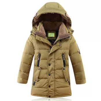 Детская мода зимняя куртка на утином пуху одежда парка одежда утепленная с капюшоном перо пальто одежда 170cm чёрный