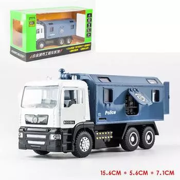 Детская модель автомобиля из сплава в масштабе 1/50, транспортная машина военной полиции 500-5, литая под давлением звуковая и легкая военная игрушка 1/50-Size:15*6*7cm синий/белый