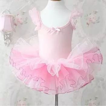 Детская модная балетная пачка для девочек, детская одежда с розовым бантом и сценической одеждой, танцевальное платье 3-4 Years розовый