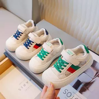 Детская мода, дышащие низкие кеды, парусиновая детская обувь для скейтбординга, студенческие трендовые кроссовки для мальчиков и девочек с мягкой подошвой, удобные кроссовки для бега 26 красный/синий