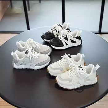 Детская модная дышащая обувь для детей и студентов, трендовая мягкая подошва, повседневные кроссовки для спортзала для мальчиков и девочек, удобные кроссовки для бега и спорта 26 чёрный