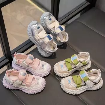 Детская модная дышащая повязка на голову на липучке спортивная повседневная обувь сандалии для отдыха на природе пляжная обувь детская обувь для воды 26 зелёный