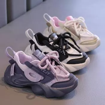 Детская модная дышащая повседневная обувь для детей, студентов, спортивная обувь для бега для мальчиков и девочек, трендовые удобные кроссовки на мягкой подошве 27 розовый