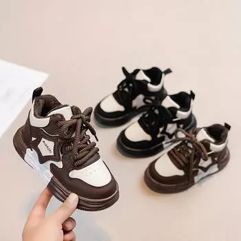 Детская модная дышащая повседневная трендовая прогулочная детская спортивная обувь для бега, удобные кроссовки для мальчиков и девочек 26 чёрный