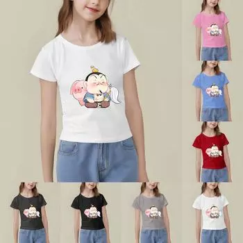 Детская модная футболка с круглым вырезом и короткими рукавами 160 розовый