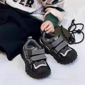 Детская модная обувь для пап, сетчатые кроссовки для мальчиков, универсальная повседневная обувь для девочек 23 серый