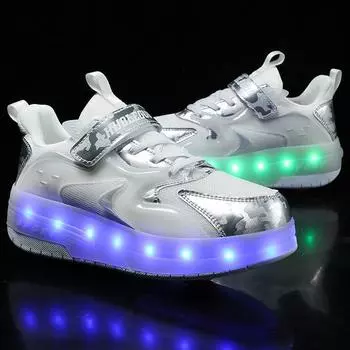 Детская модная обувь Rampage с одинарным и двойным шкивом, спортивная обувь с подсветкой, спортивная обувь, обувь для досок 30 фиолетовый