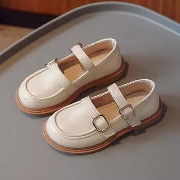 Детская модная обувь весна и осень новые туфли для девочек мягкие туфли корейской версии принцессы квадратный носок 23 чёрный