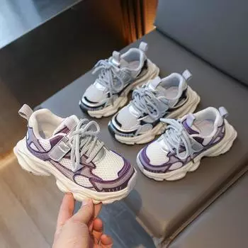Детская модная повседневная дышащая обувь для детей, студентов, трендовые спортивные кроссовки для бега для мальчиков и девочек, удобные кроссовки на мягкой подошве 26 фиолетовый