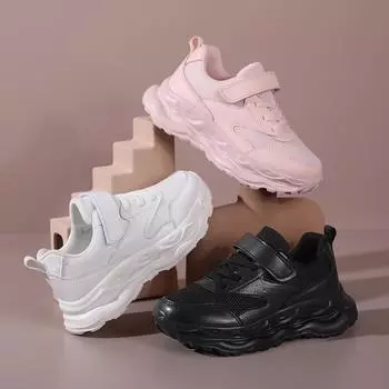 Детская модная повседневная дышащая обувь для детей, студентов, трендовые спортивные кроссовки на мягкой подошве для бега для мальчиков и девочек, удобные кроссовки для спортзала 28 чёрный