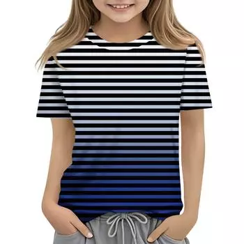 Детская модная повседневная футболка с коротким рукавом и круглым вырезом 110 синий