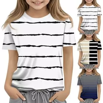 Детская модная повседневная футболка с коротким рукавом и круглым вырезом 110 синий