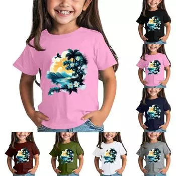 Детская модная повседневная футболка с круглым вырезом и короткими рукавами 100 армия зеленый