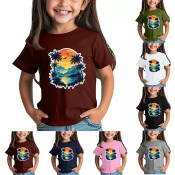 Детская модная повседневная футболка с круглым вырезом и короткими рукавами 100 армия зеленый