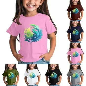 Детская модная повседневная футболка с круглым вырезом и короткими рукавами 100 армия зеленый