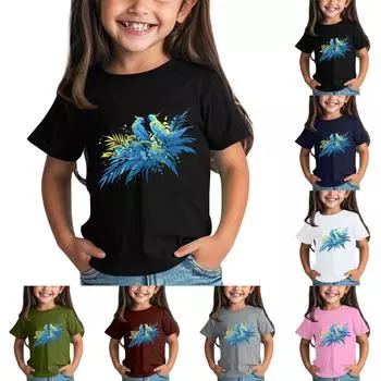 Детская модная повседневная футболка с круглым вырезом и короткими рукавами 100 армия зеленый