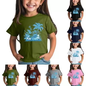 Детская модная повседневная футболка с круглым вырезом и короткими рукавами 100 армия зеленый