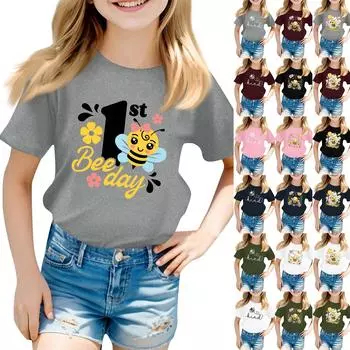 Детская модная повседневная футболка с круглым вырезом и короткими рукавами 130 винный